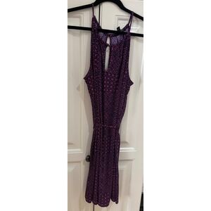 Banana‎ Republic Purple Halter Dress Keyhole Sleeveless Geometric Print Size L